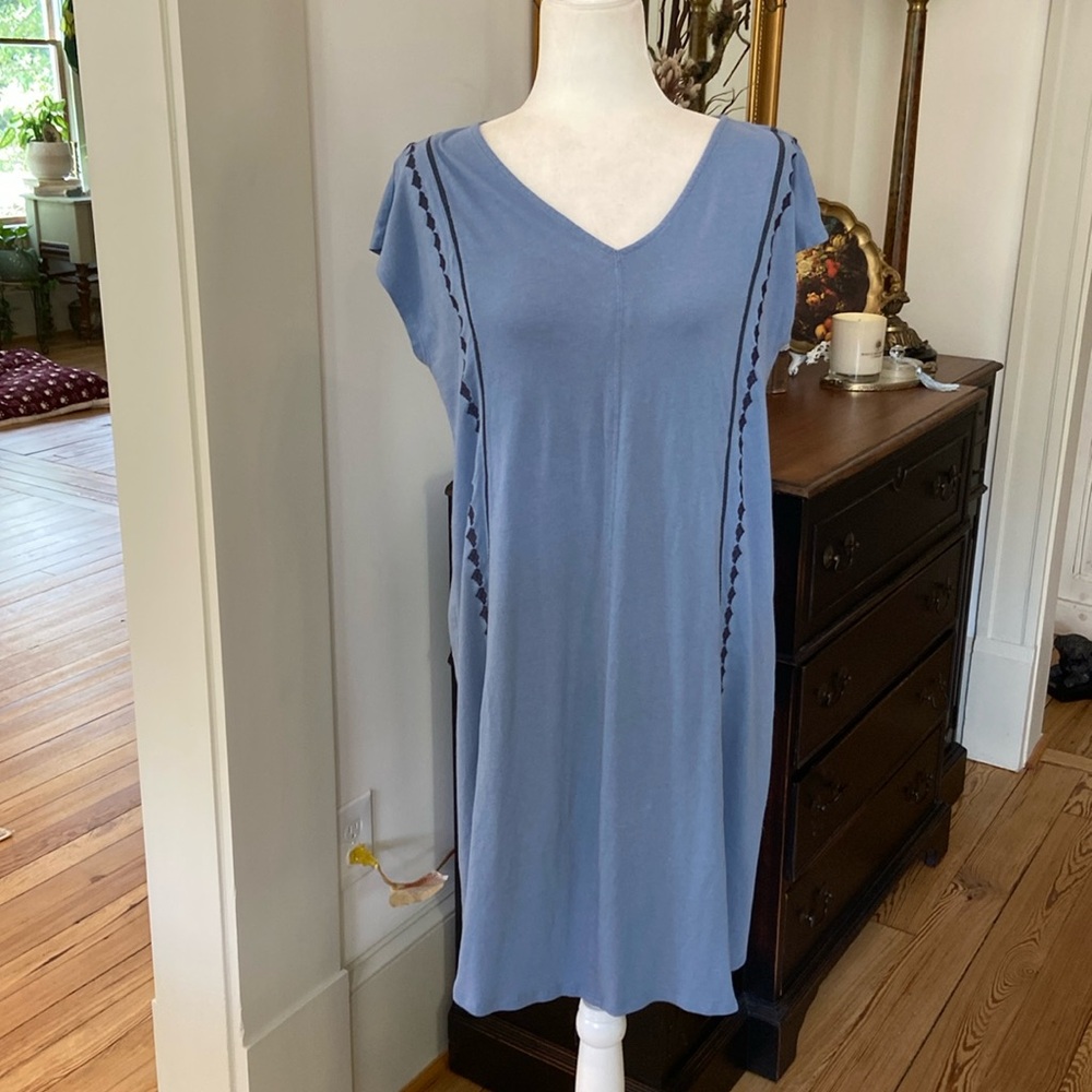 J Jill Pure Jill Blue Dress Size Small Womens Embroidered Pullover